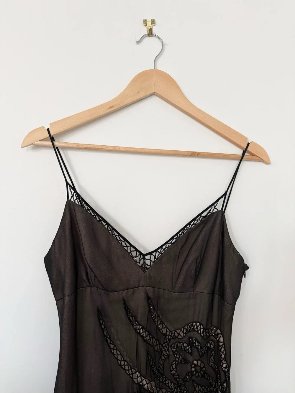 Vintage 90s BCBG MaxAzria Black Silk Beaded Maxi Dress | ASO Tell Me Lies - US 6 - Picture 4 of 7